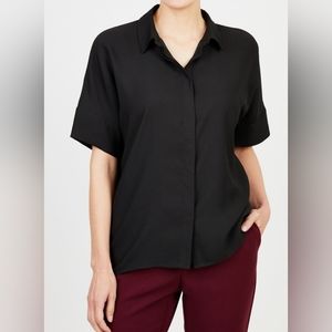 H by Halston Oversized Crepe Button Down EUC